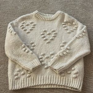 Zara Kids Cream Heart Sweater Size 9-10